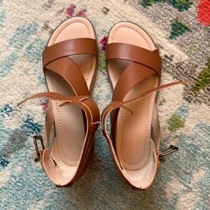 bohme brown strappy sandals, size 7.5